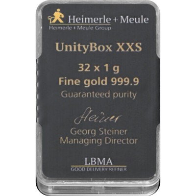 Heimerle + Meule Unity Box - 32 x 1g - lingou pentru investiții în aur
