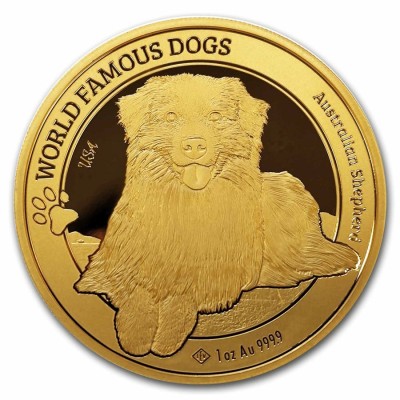 Rase de câini din lume: Ciobănesc australian (2024) 1 Oz - Monedă de aur