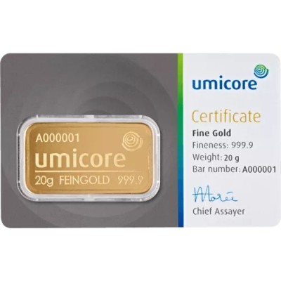 Umicore - 20g - lingou de aur pentru investiții