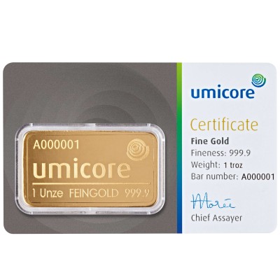 Umicore - 1 Oz - lingou de aur pentru investiții