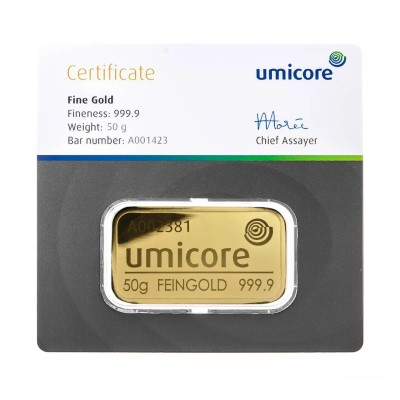 Umicore - 50g - lingou de aur pentru investiții