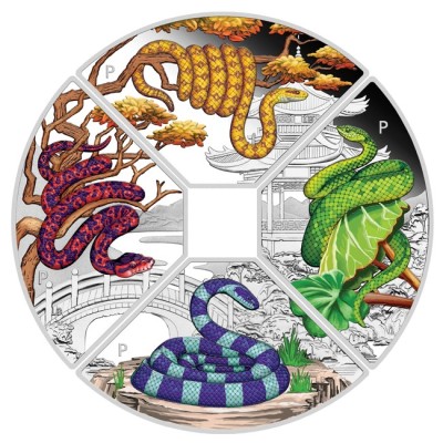 Lunar Snake Quadrant - 4 Oz - Monedă de colecție din argint
