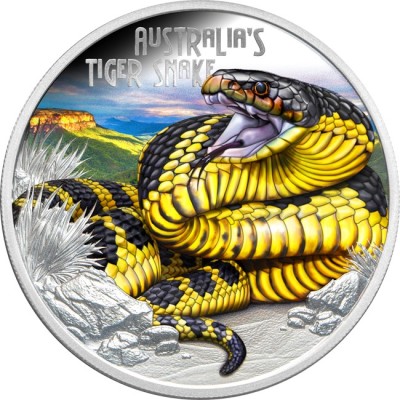 Șarpe tigru australian - Monedă de colecție Proof din argint de 1 oz