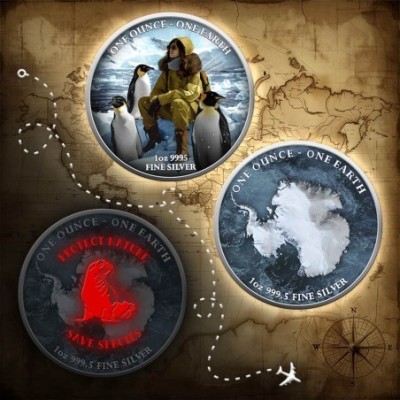 Pământ - 1 Oz - Antarctica - Monedă de colecție din argint