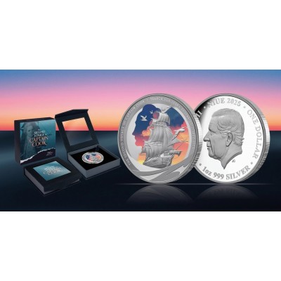 Căpitanul Cook - A doua călătorie - 1 Oz - monedă de colecție din argint