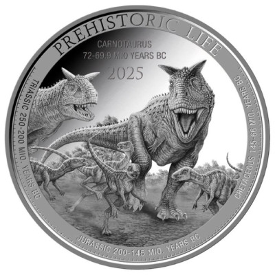 Carnotaurus (Prehistoric Life) 2025 - 1 Oz - Monedă din argint pentru investiții
