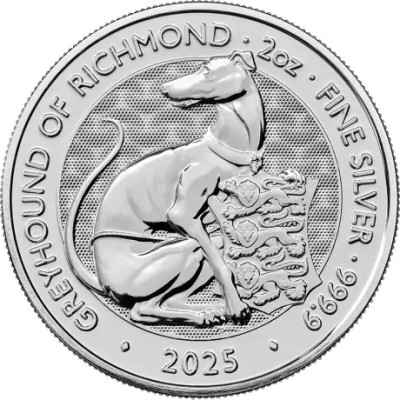 Tudor Beasts Greyhound of Richmond - 2 Oz - Monedă de argint pentru investiții