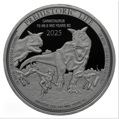 Carnotaurus (Prehistoric Life) 2025 - 1 Oz - Monedă din argint pentru investiții