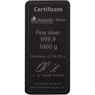 Heimerle + Meule - 1 KG - lingou de argint pentru investiții