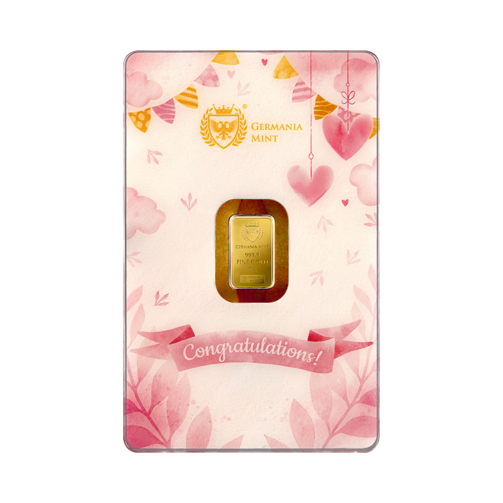 Germania Mint - Birth of a Child (Girl) - 1g - Golden Gift Bar
