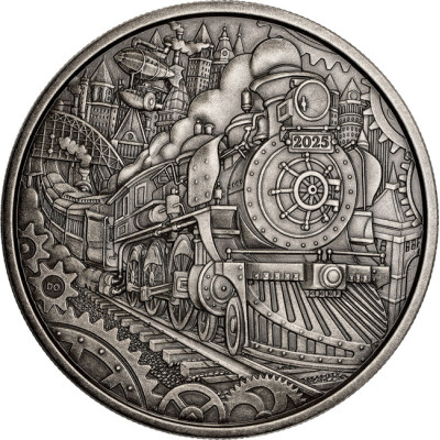 Locomotivă cu aburi - 3 Oz - Monedă de colecție din argint