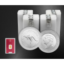 100+1: 100x Kangaroo (2026) – monedă de argint de 1 oz + un lingou de aur de 1 g CADOU!!!