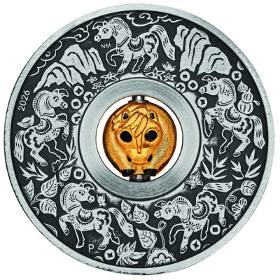 Lunar Rotating Horse - 1 Oz - Monedă de colecție din argint