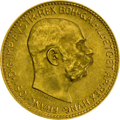 Austria 20 Crowns Gold Restrike – Monedă de Investiție...